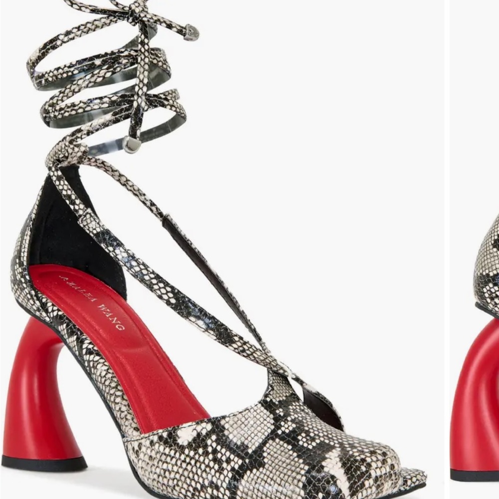 Alexander Wang Snakeskin Lace-Up Heels - Red and Black
